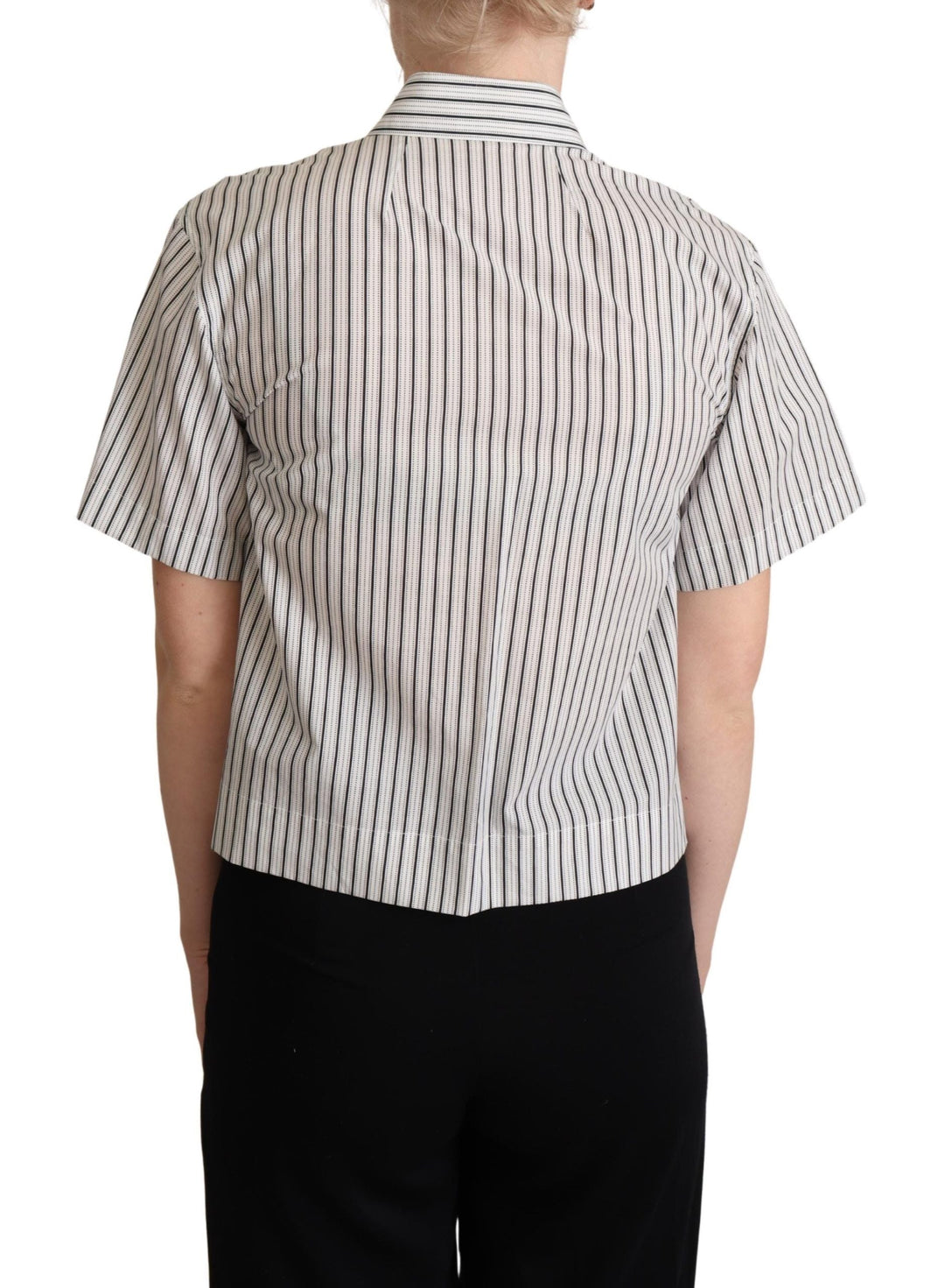 Dolce &amp; Gabbana Polos - White Black Striped Collared Shirt
