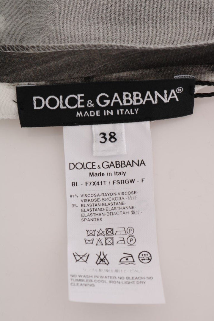 Dolce &amp; Gabbana Blouses - White Black Striped Printed Blouse Top