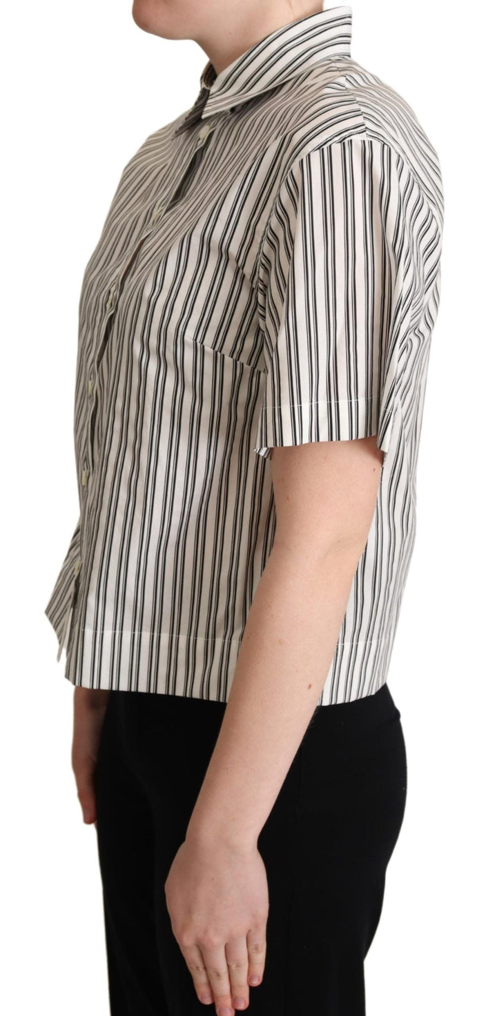 Dolce &amp; Gabbana Polos - White Black Striped Shirt Blouse Top
