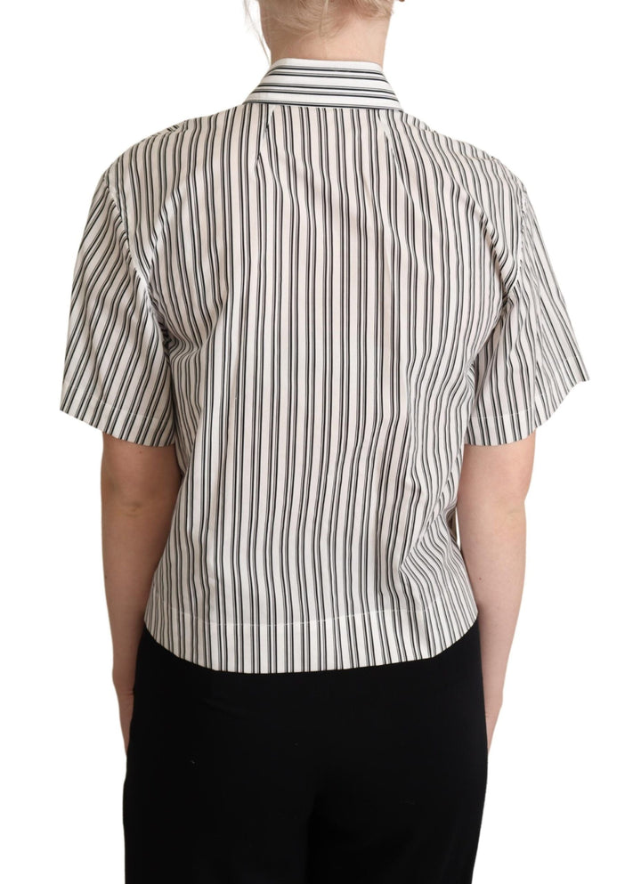 Dolce &amp; Gabbana Polos - White Black Striped Shirt Blouse Top