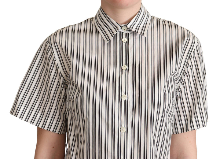 Dolce &amp; Gabbana Polos - White Black Striped Shirt Blouse Top