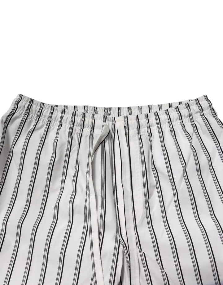 Dolce &amp; Gabbana White Black Stripes Cotton Men Pajama Set Sleepwear