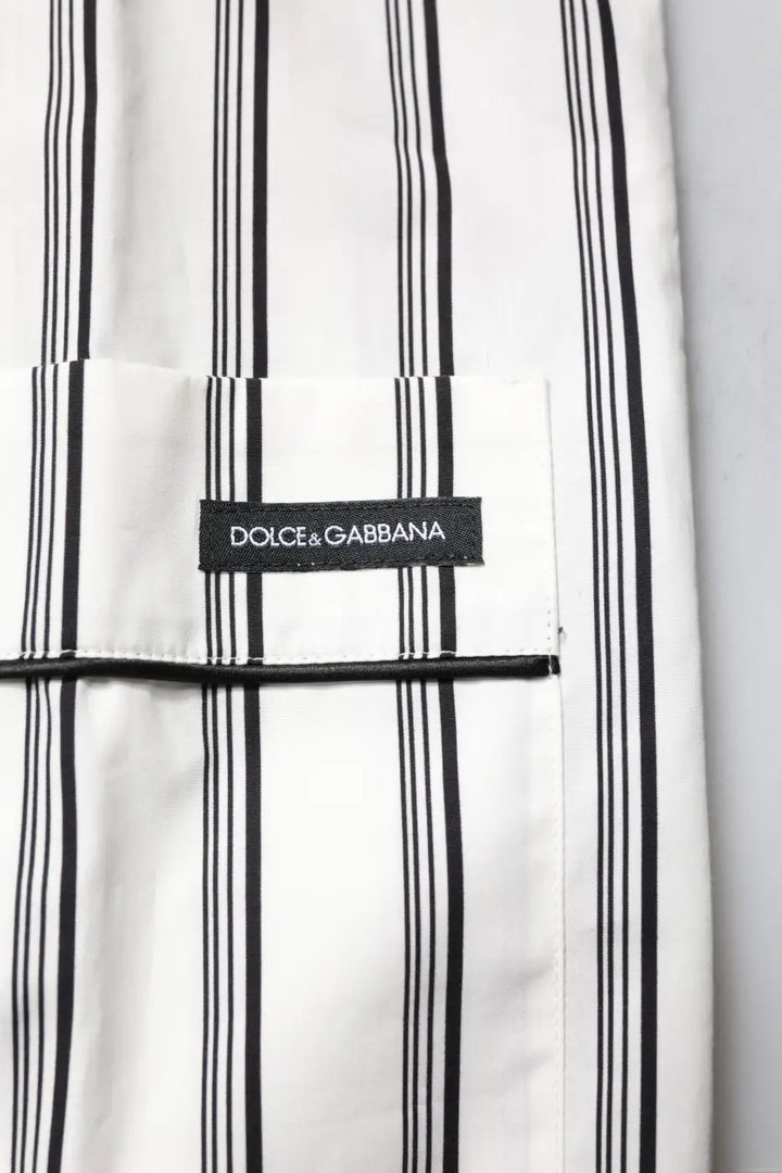 Dolce &amp; Gabbana White Black Stripes Cotton Men Pajama Set Sleepwear