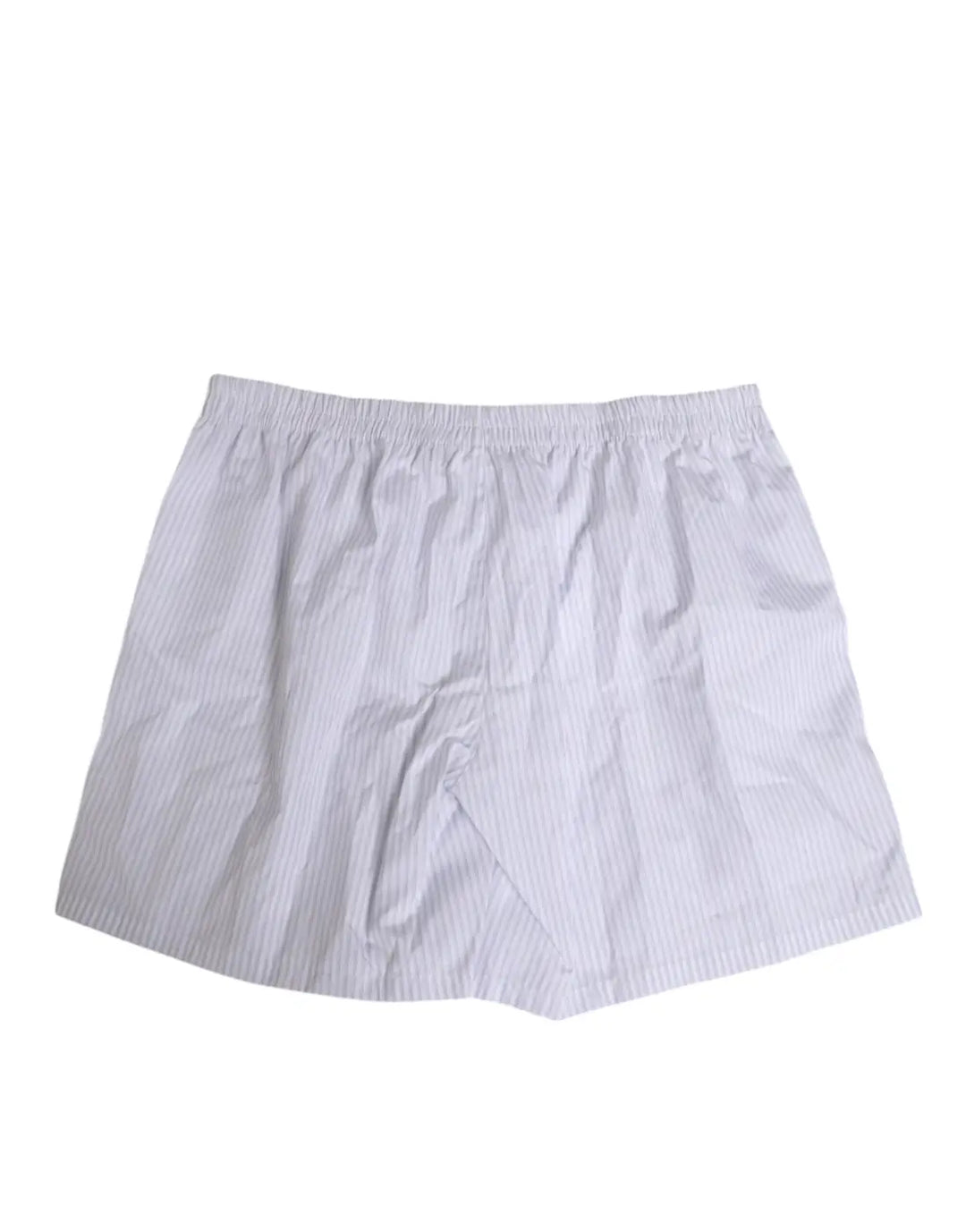 Dolce &amp; Gabbana White Blue Cotton Striped Button Fly Shorts Swimwear