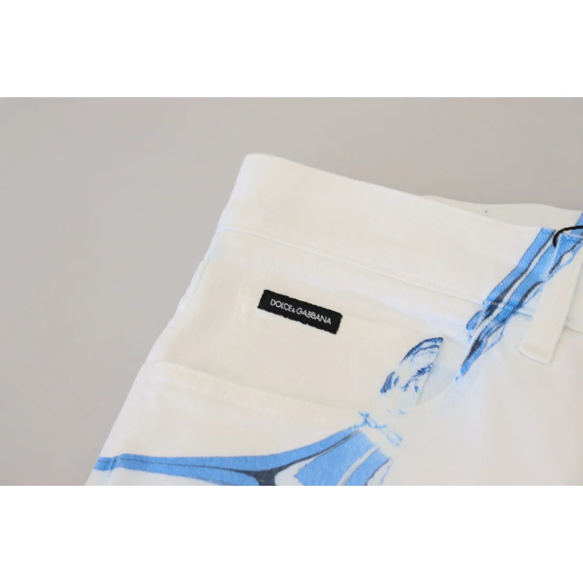 Dolce & Gabbana White Blue Denim Cotton Jeans Stretch Skinny Fit Pant
