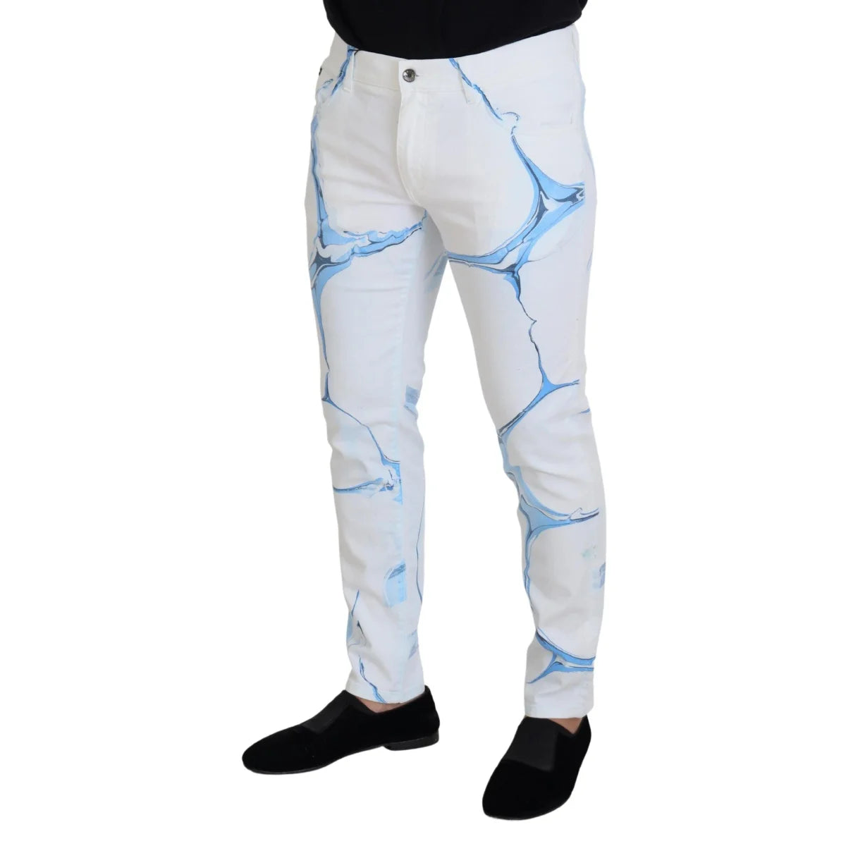 Dolce & Gabbana White Blue Denim Cotton Jeans Stretch Skinny Fit Pant