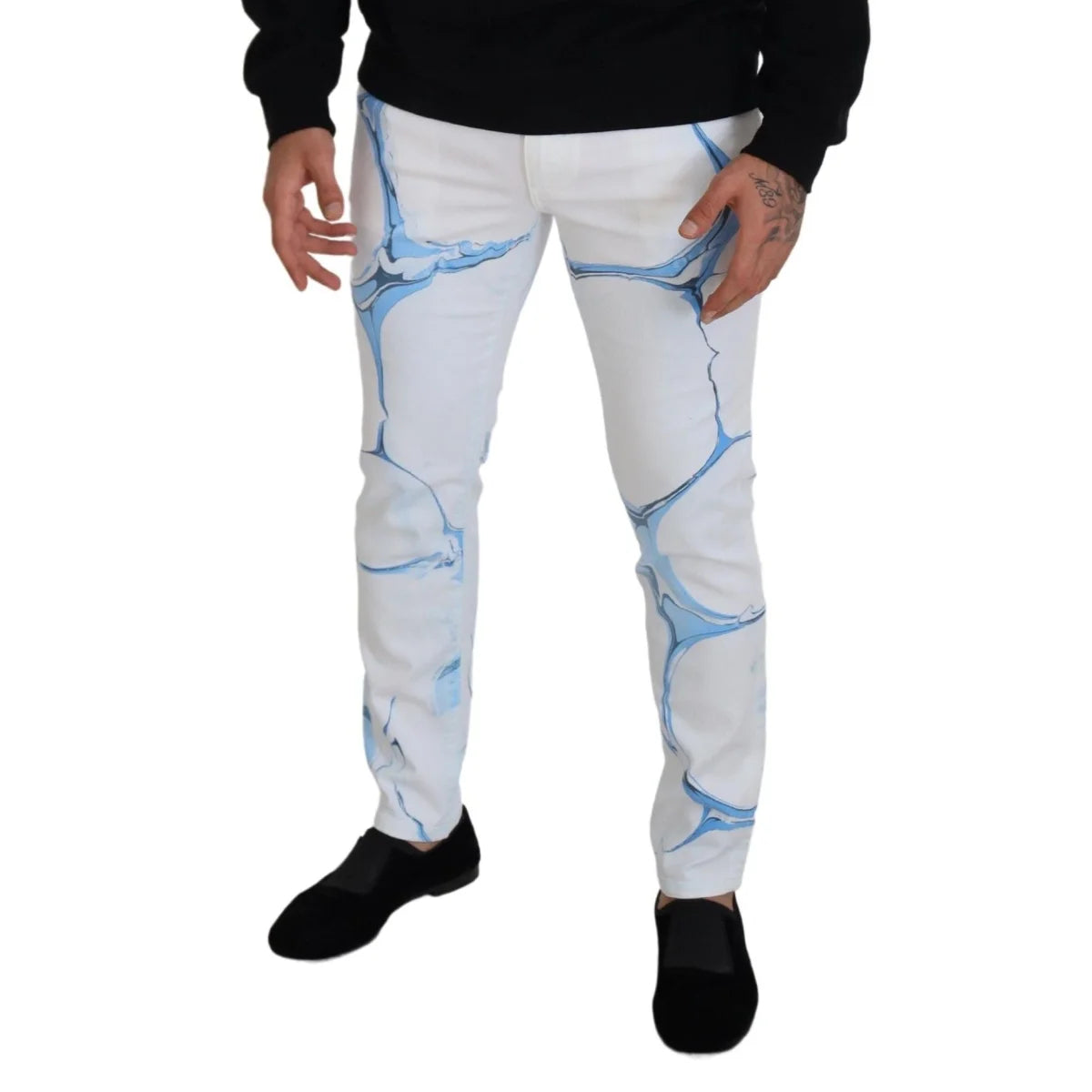 Dolce & Gabbana White Blue Denim Cotton Jeans Stretch Skinny Fit Pant
