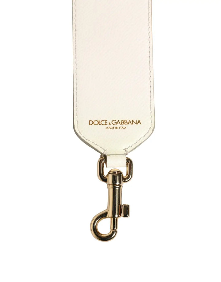 Dolce &amp; Gabbana White Blue Floral Leather Stud Accessory Shoulder Strap
