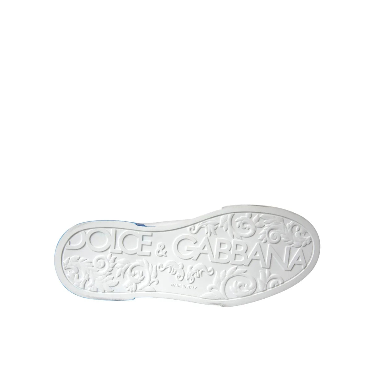 Dolce Gabbana White Blue Leather Logo Low Sneakers &