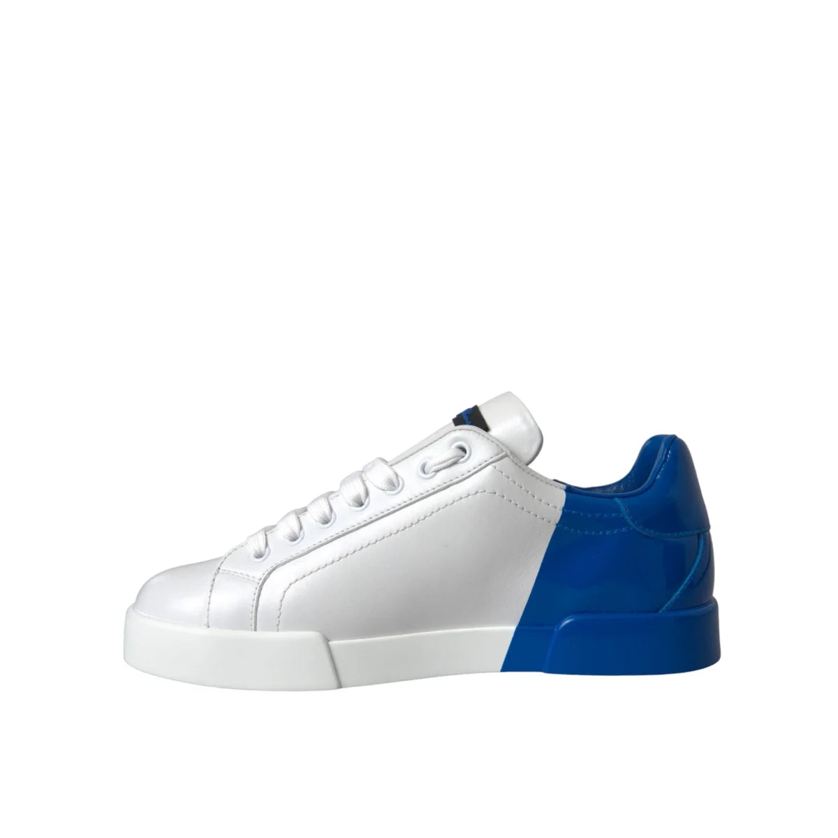 Dolce Gabbana White Blue Leather Logo Low Sneakers &