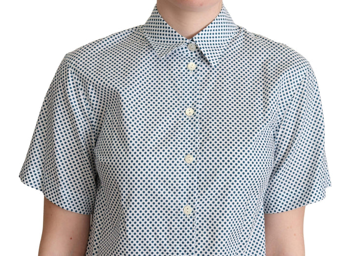 Dolce &amp; Gabbana Shirts - White Blue Polka Dot Cotton Shirt
