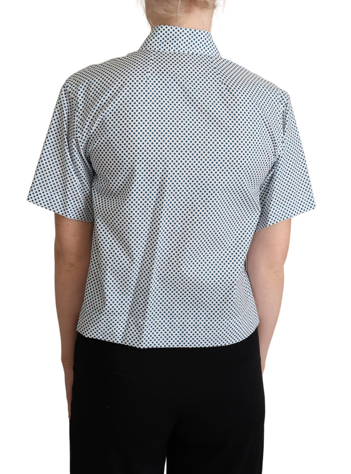 Dolce &amp; Gabbana Shirts - White Blue Polka Dot Cotton Shirt