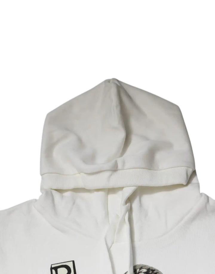 Dolce &amp; Gabbana White Caesar Cotton Hooded Pullover Sweater