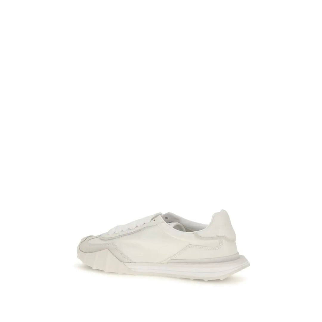 Dolce &amp; Gabbana White Calf Leather Bos Taurus Athletic Sneakers