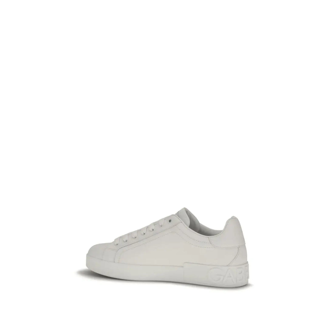 Dolce &amp; Gabbana White Calf Leather Bos Taurus Low Top Sneakers