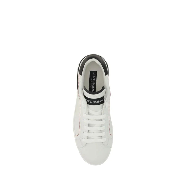 Dolce &amp; Gabbana White Calf Leather Bos Taurus Low Top Sneakers