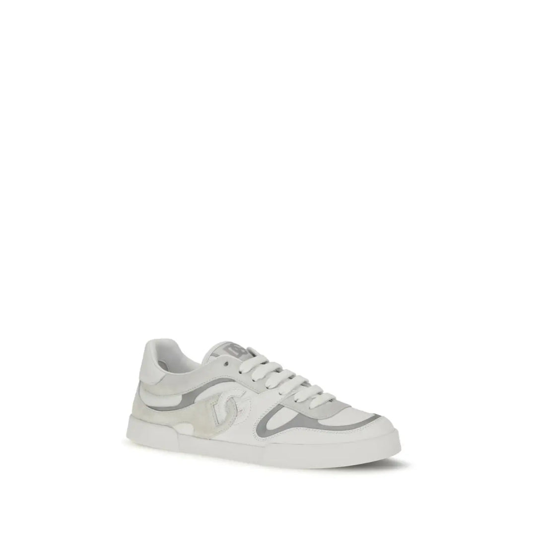 Dolce &amp; Gabbana White Calf Leather Bos Taurus Low Top Sneakers
