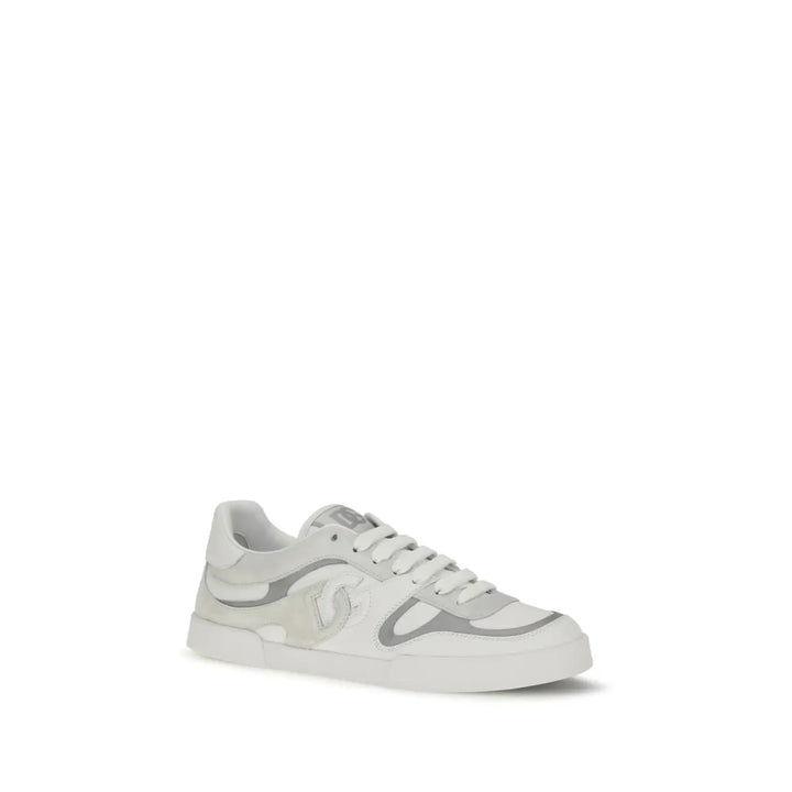 Dolce &amp; Gabbana White Calf Leather Bos Taurus Low Top Sneakers