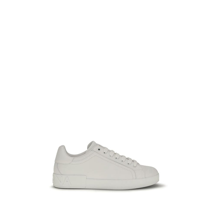 Dolce &amp; Gabbana White Calf Leather Bos Taurus Low Top Sneakers