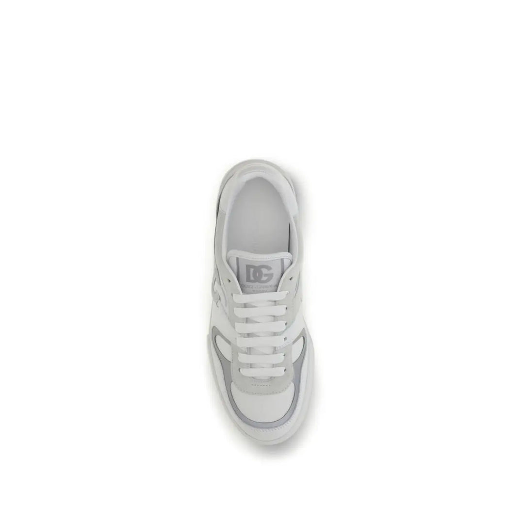 Dolce &amp; Gabbana White Calf Leather Bos Taurus Low Top Sneakers