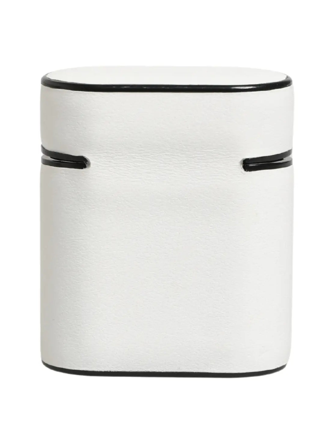 Dolce &amp; Gabbana White Calf Leather Logo Print Flip Holder Airpods Case