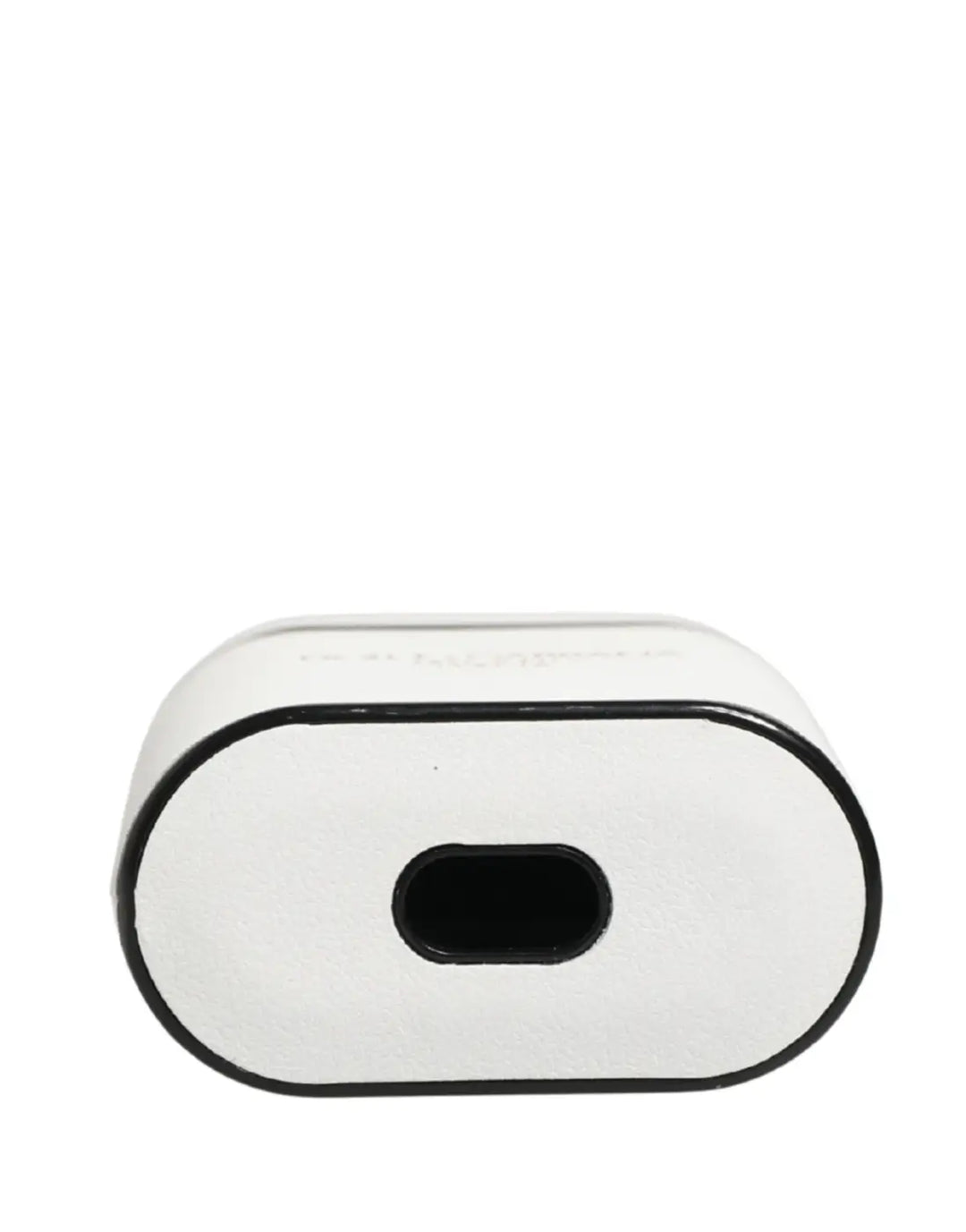 Dolce &amp; Gabbana White Calf Leather Logo Print Flip Holder Airpods Case