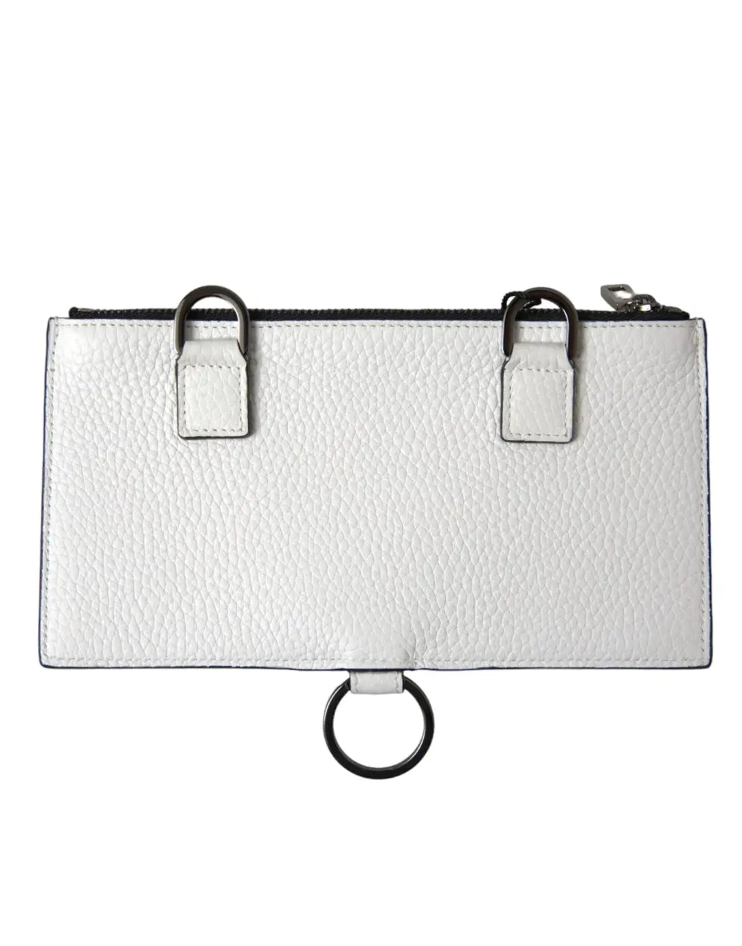 Dolce &amp; Gabbana White Calfskin Leather Large Crossbody Card Holder Wallet