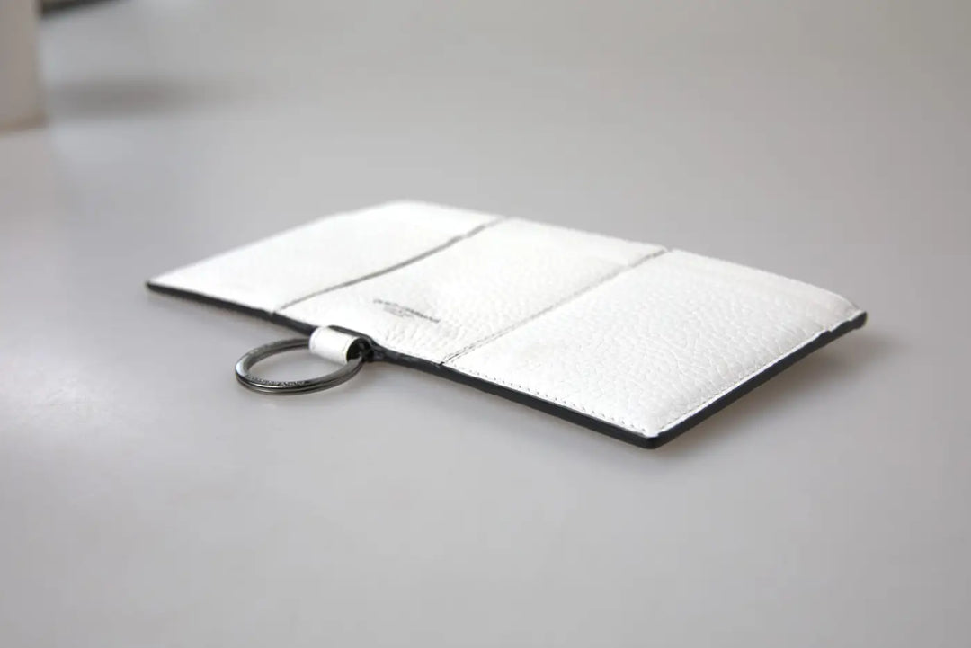 Dolce &amp; Gabbana White Calfskin Leather Large Crossbody Card Holder Wallet