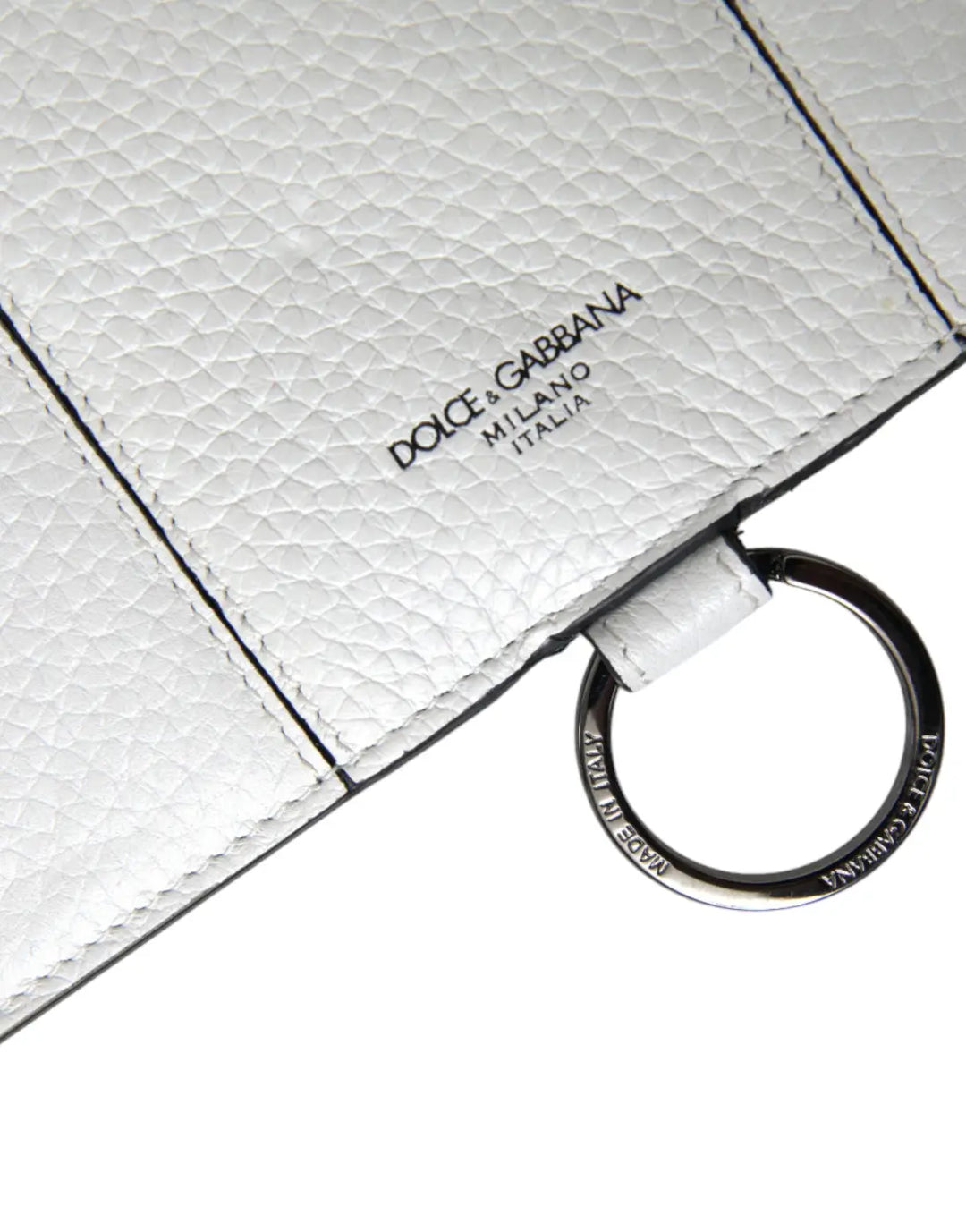 Dolce &amp; Gabbana White Calfskin Leather Large Crossbody Card Holder Wallet