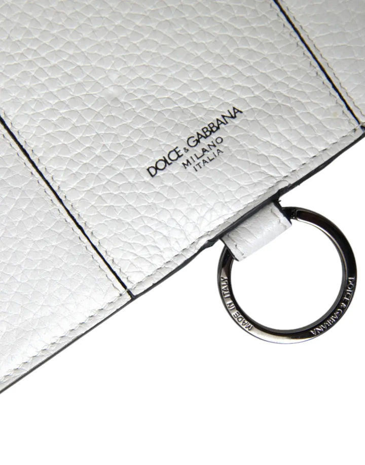Dolce &amp; Gabbana White Calfskin Leather Large Crossbody Card Holder Wallet