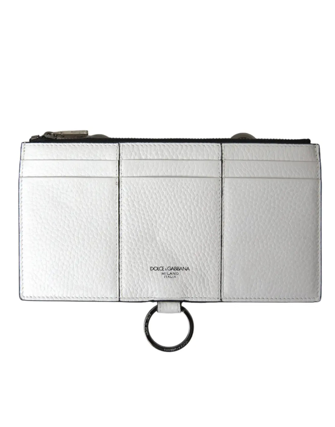 Dolce &amp; Gabbana White Calfskin Leather Large Crossbody Card Holder Wallet