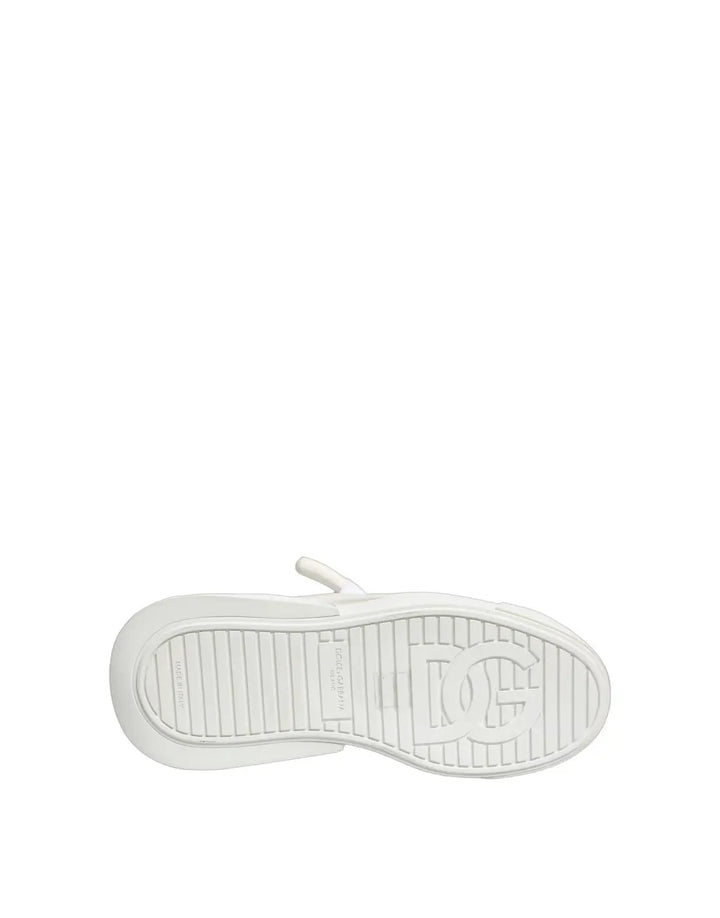 Dolce &amp; Gabbana White Calfskin Leather Low Top Sneakers Shoes