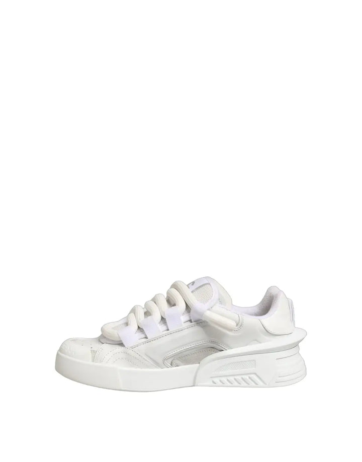 Dolce &amp; Gabbana White Calfskin Leather Low Top Sneakers Shoes