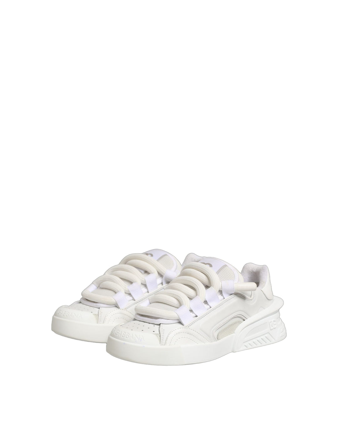 Dolce &amp; Gabbana White Calfskin Leather Low Top Sneakers Shoes