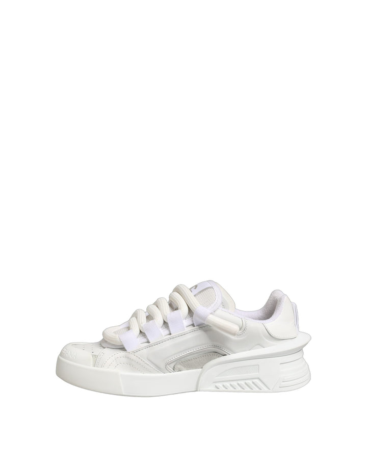 Dolce &amp; Gabbana White Calfskin Leather Low Top Sneakers Shoes