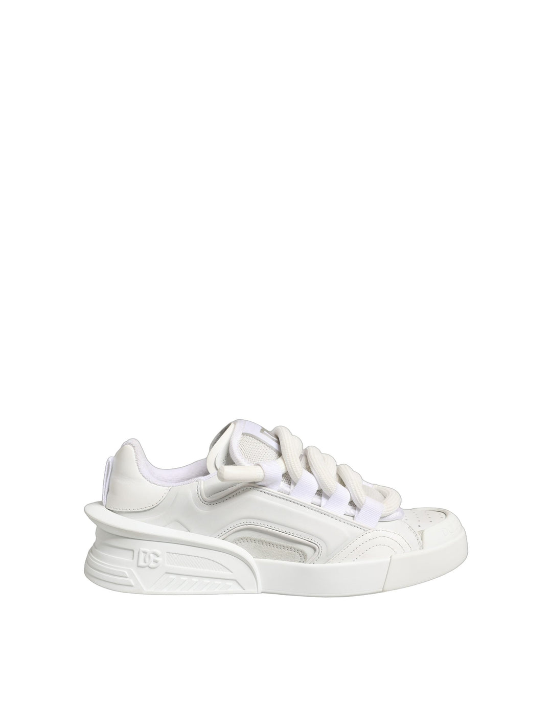 Dolce &amp; Gabbana White Calfskin Leather Low Top Sneakers Shoes