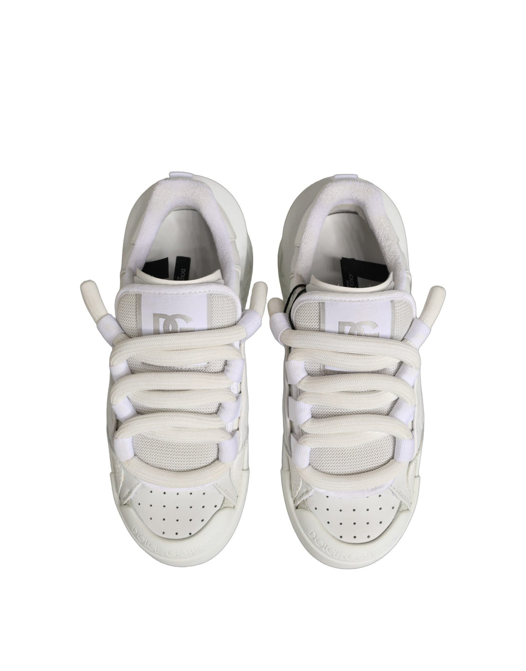 Dolce &amp; Gabbana White Calfskin Leather Low Top Sneakers Shoes
