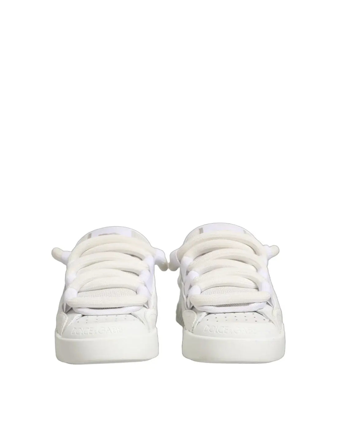 Dolce &amp; Gabbana White Calfskin Leather Low Top Sneakers Shoes