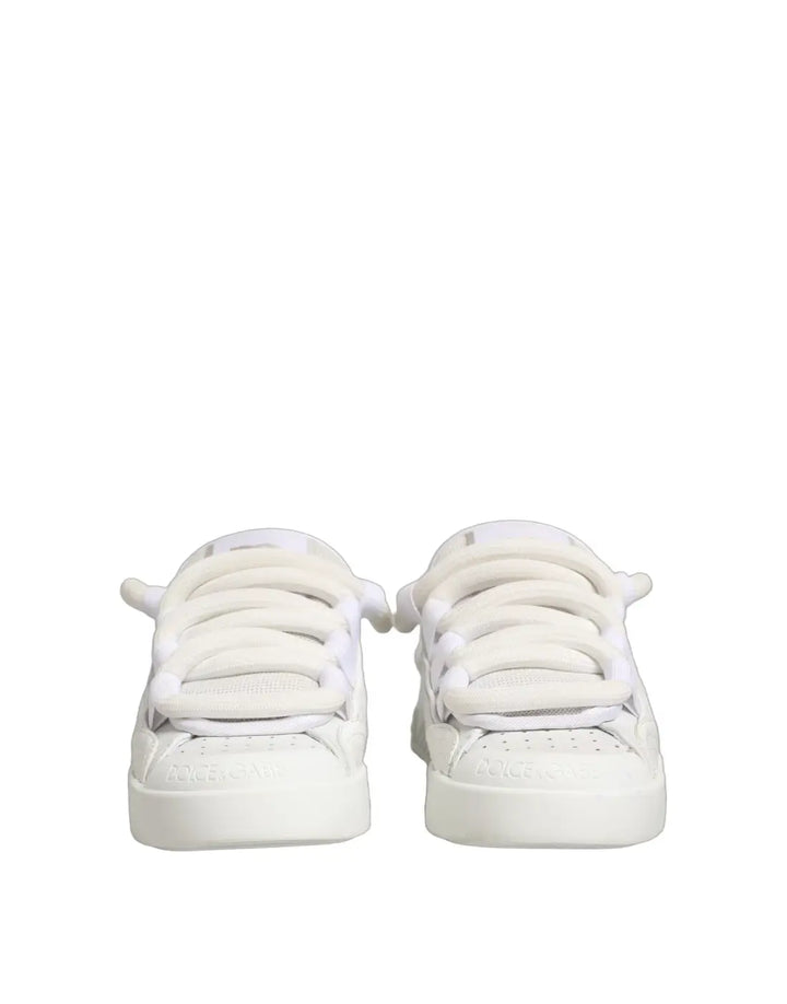 Dolce &amp; Gabbana White Calfskin Leather Low Top Sneakers Shoes
