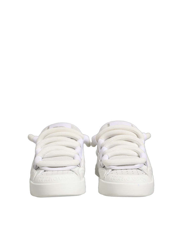 Dolce &amp; Gabbana White Calfskin Leather Low Top Sneakers Shoes
