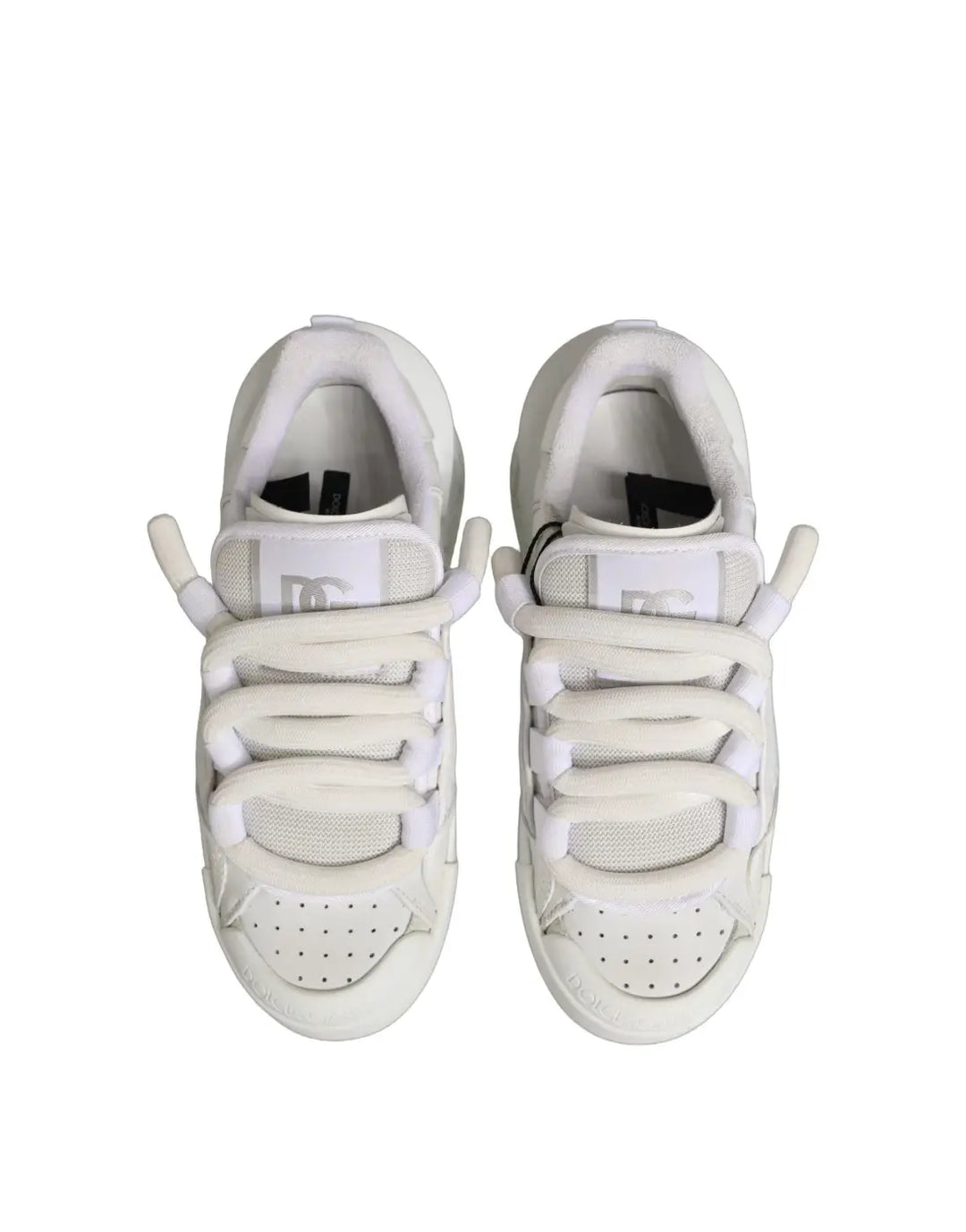 Dolce &amp; Gabbana White Calfskin Leather Low Top Sneakers Shoes