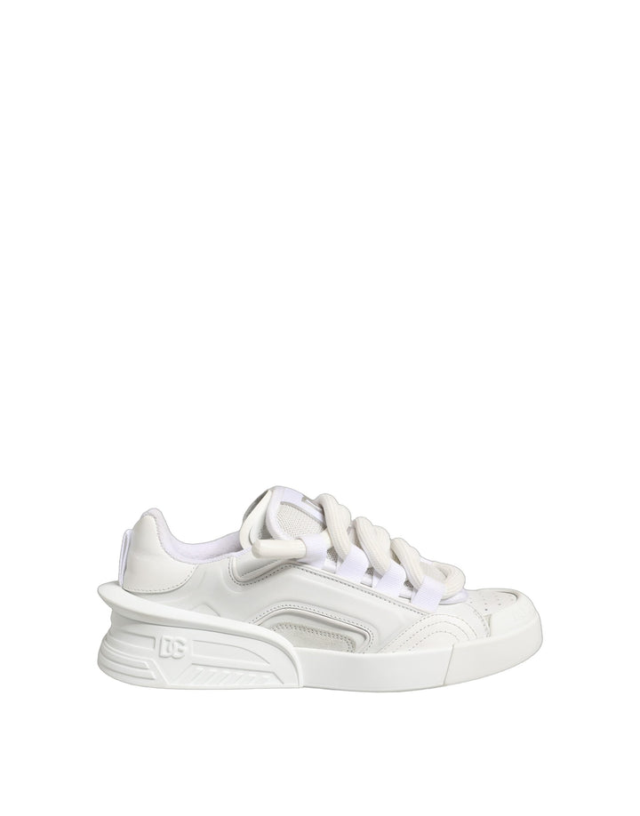 Dolce &amp; Gabbana White Calfskin Leather Low Top Sneakers Shoes