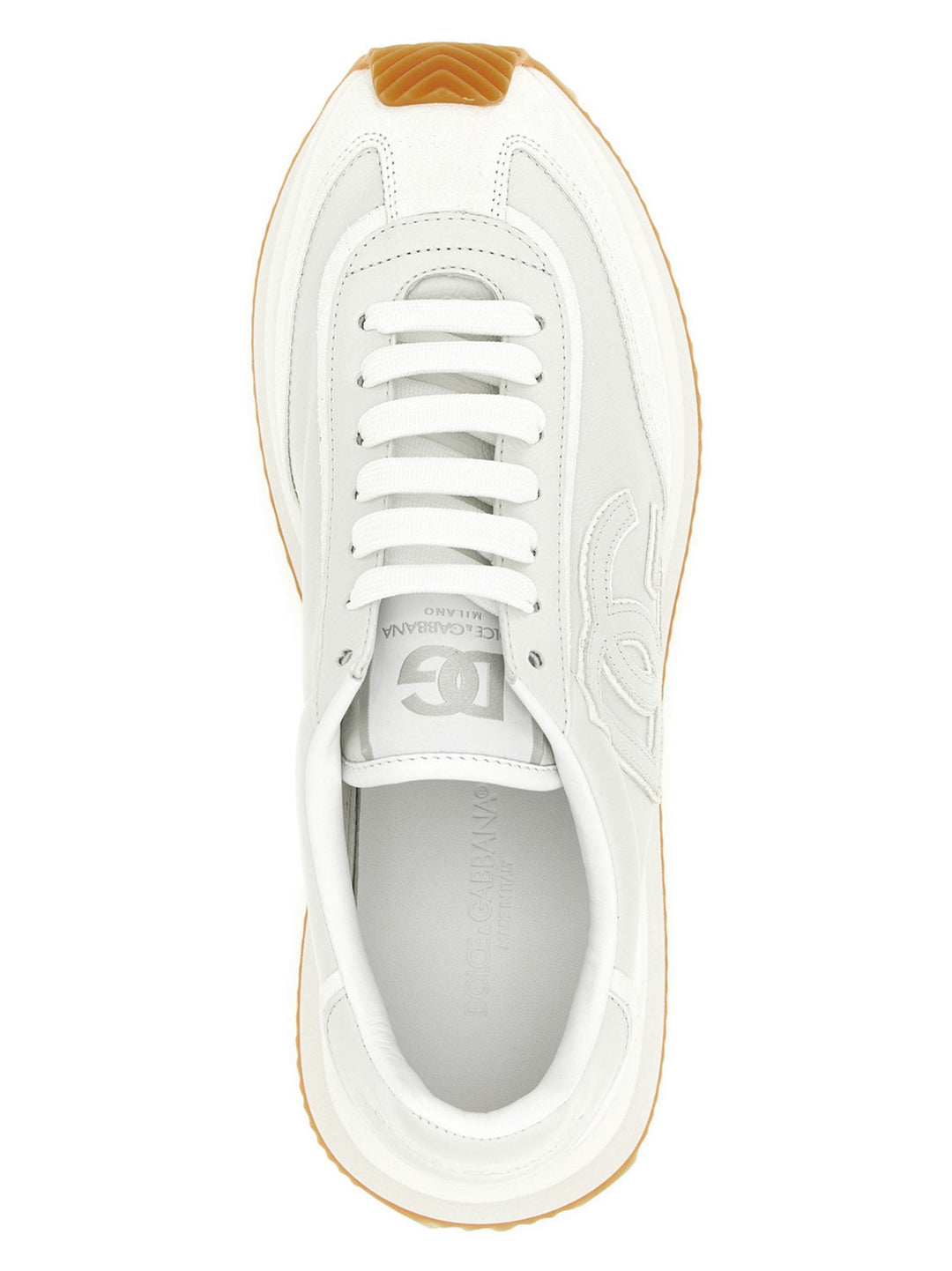 Dolce &amp; Gabbana White Calfskin Low Top Sneakers