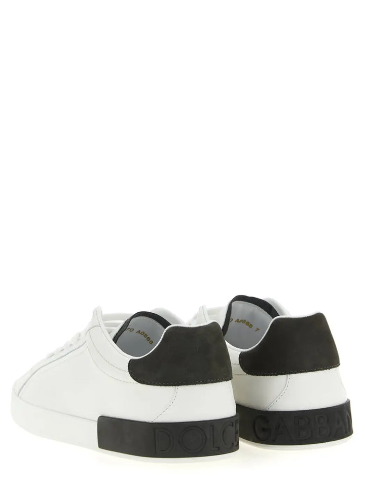 Dolce &amp; Gabbana White Calfskin Low Top Sneakers