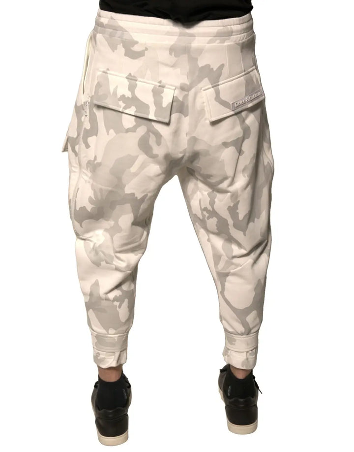 Dolce &amp; Gabbana White Camouflage Cargo Jogger Pants