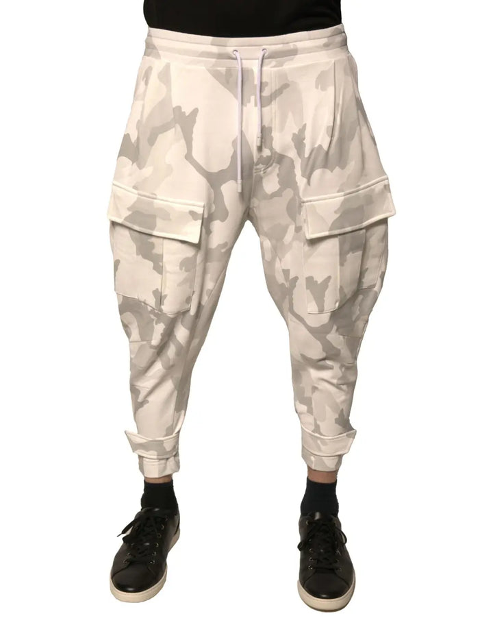 Dolce &amp; Gabbana White Camouflage Cargo Jogger Pants