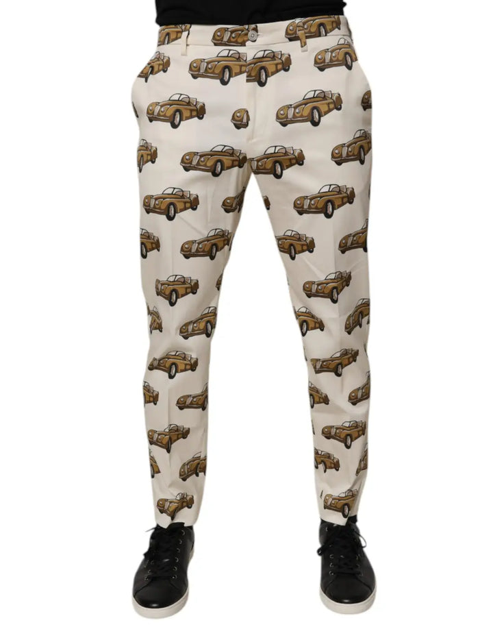 Dolce &amp; Gabbana Off White Cars Cotton Skinny Men Denim Jeans