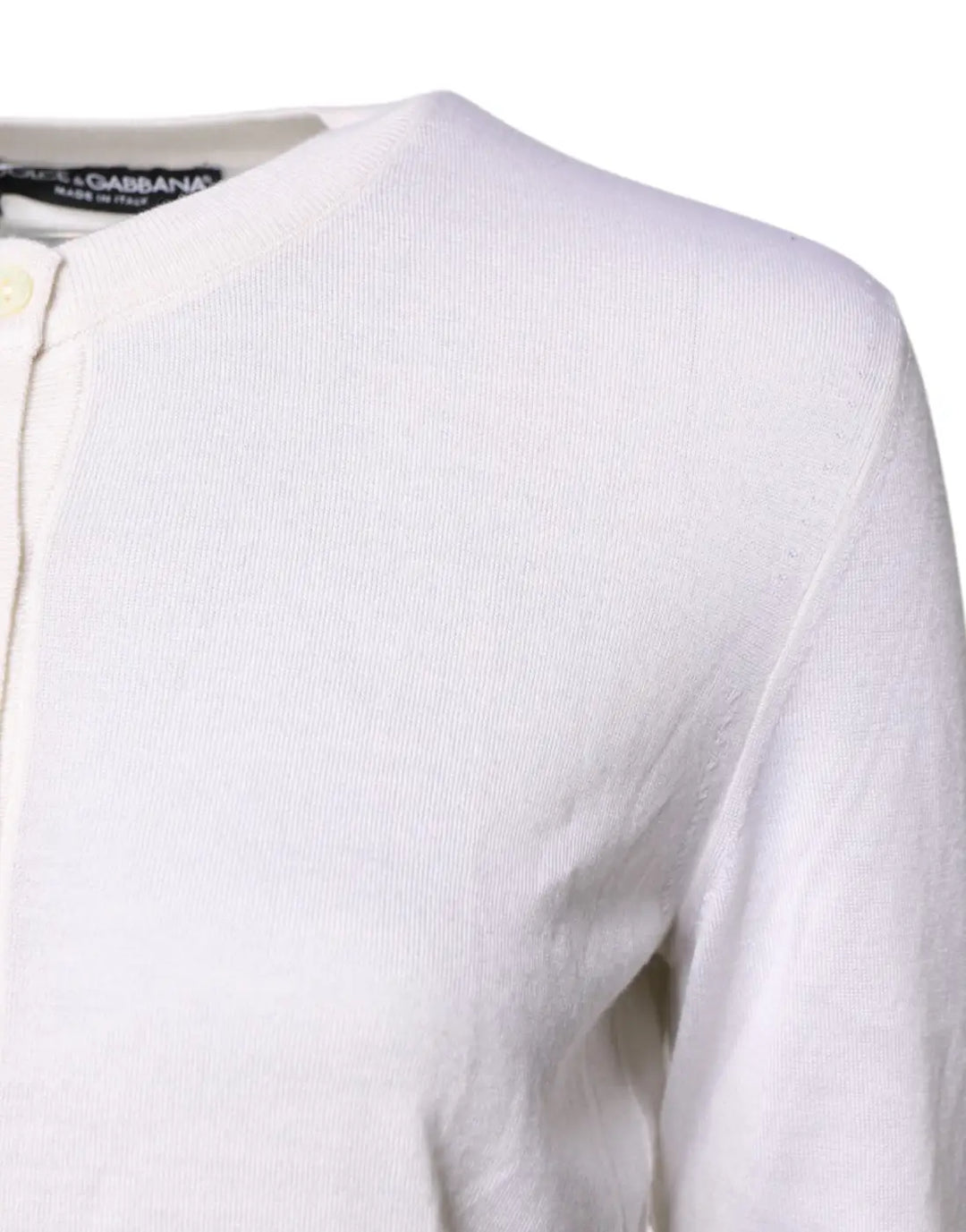Dolce &amp; Gabbana White Cashmere Crew Neck Top Cardigan Sweater
