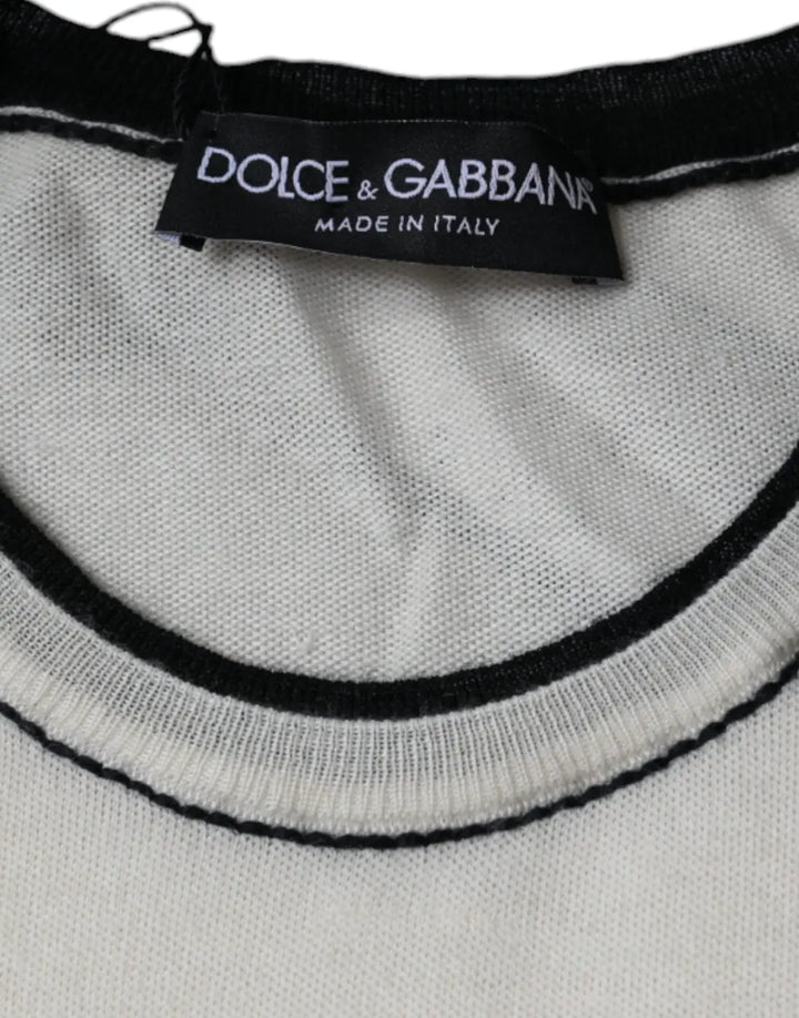 Dolce &amp; Gabbana Off White Cashmere Short Sleeves T-shirt