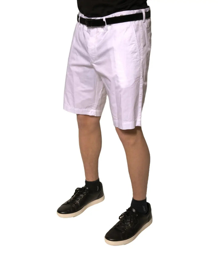 Dolce &amp; Gabbana White Chinos Cotton Stretch Casual Shorts